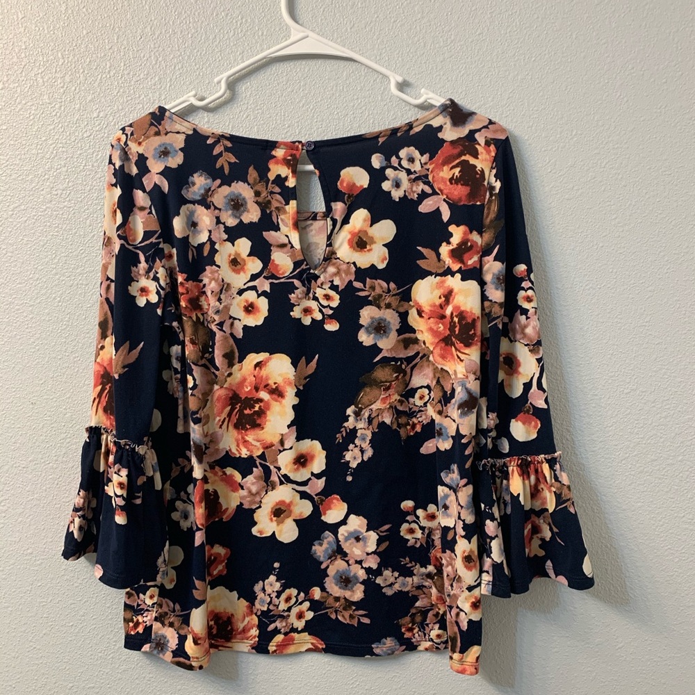 Soft floral bell sleeve top